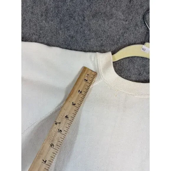 VINTAGE 60s Mens Sweatshirt White Raglan Short Sleeve College Athletic Small